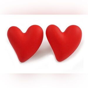 Red Heart Shaped Earrings Stud